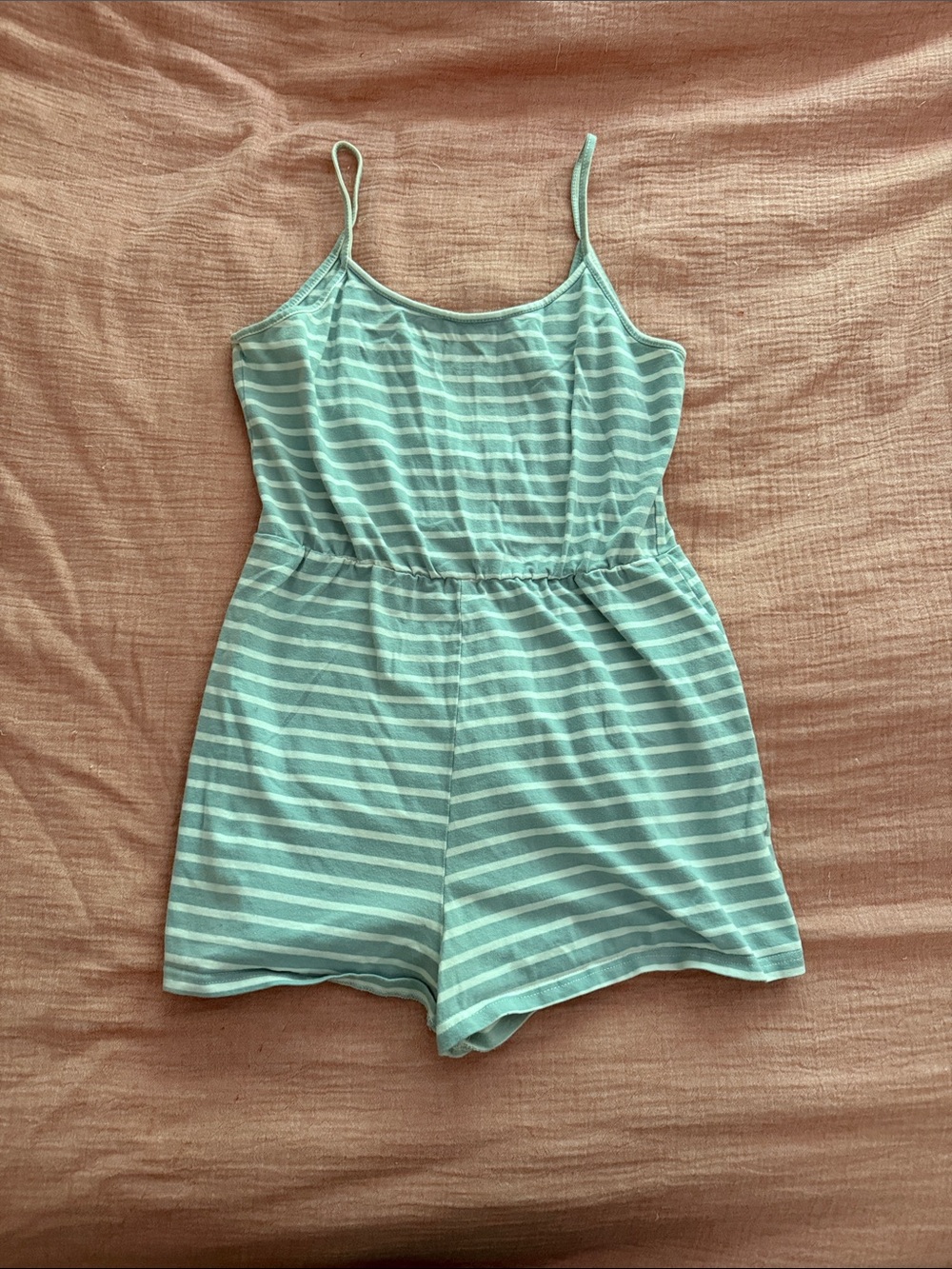 Kids Mint Green Striped Romper - Unbranded